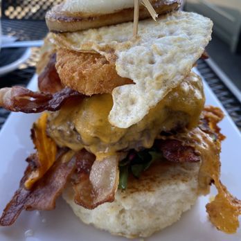 Dirtbag Tea Cafe - Widow Maker's Breakfast Burger. - Cafes Near Me - Orangevale, California