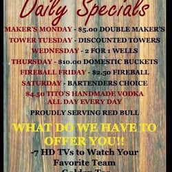 Bluegrass Barrel House - Check out our Daily Specials. Happy hour M-F 4PM-7PM!!!