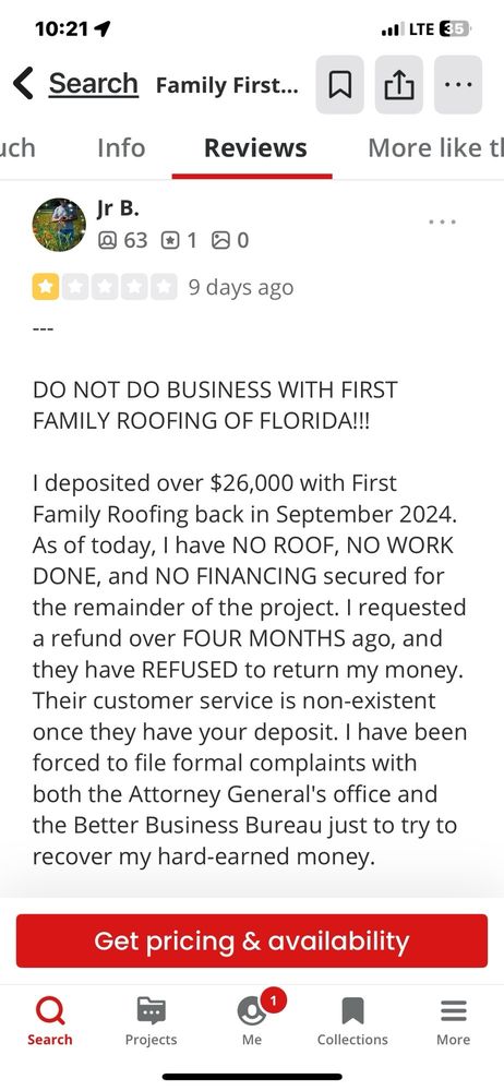 Slide of Family First Roofing