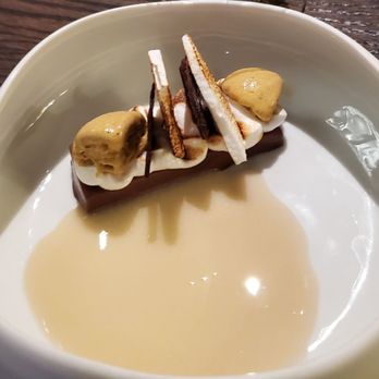 Anomaly SF - Full Summer Menu ($165) - S'more - chocolate, marshmallow, charred jalapeno ice cream, graham cracker jus - New American Near Me - San Francisco, California