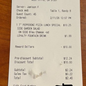 Stonefire Grill - Check out my bill after my $10 reward. Couple bucks for lunch, how can you go wrong. - Barbeque Near Me - West Hills, California Stonefire Grill - Check out my bill after my $10 reward. Couple bucks for lunch, how can you go wrong. - Barbeque Near Me - West Hills, California