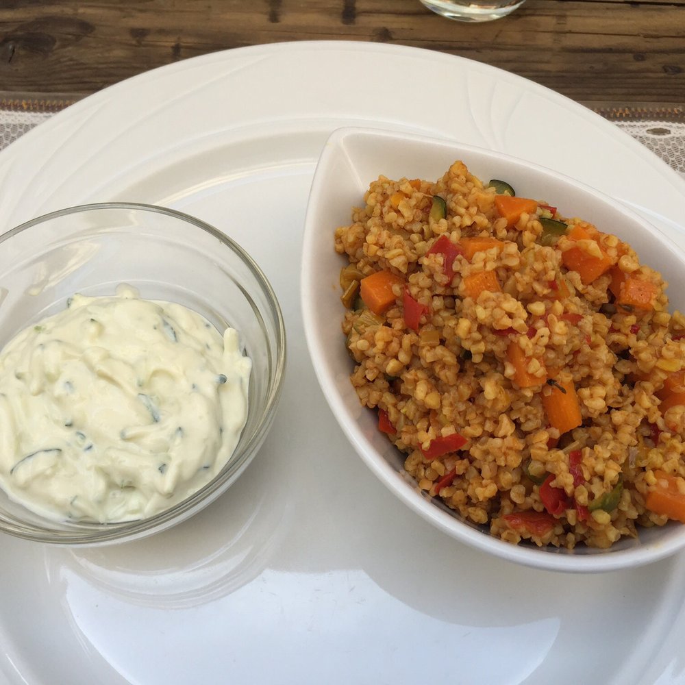 Moon - Bulgur salad with tzatziki. - Vegan Near Me - Siracusa, SR Moon - Bulgur salad with tzatziki. - Vegan Near Me - Siracusa, SR