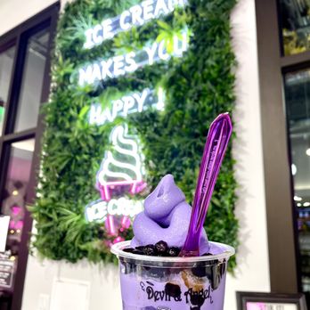 Devil & Angel Desserts - 4. Boba Ice Cream - Ube   "Ice Cream Makes You Happy" - Bubble Tea Near Me - Concord, California