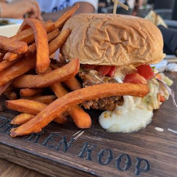 The Chicken Koop - Grumpy Chicken Sandwich with sweet potato fries - Chicken Shop Near Me - Downey, California The Chicken Koop - Grumpy Chicken Sandwich with sweet potato fries - Chicken Shop Near Me - Downey, California