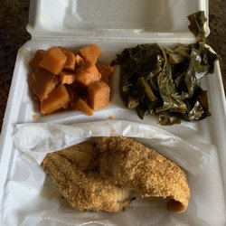 Libby's Sweet Soul Kitchen - Catfish Dinner w/ yams and greens
