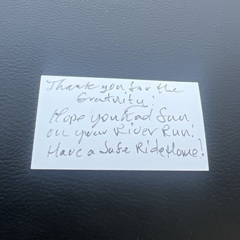 River Runners Transport - A kind thank you note left in car from staff. - Rafting/Kayaking Near Me - Vernal, Utah
