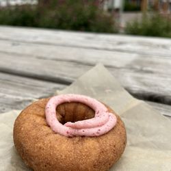 Jamsen's Fish Market - Vanilla cake donut with thimbleberry icing