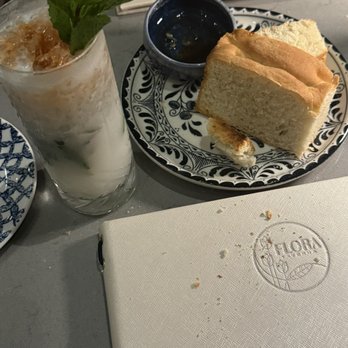 Flora Taverna - Bread and Coconut Mojito - Mediterranean Near Me - Orlando, Florida