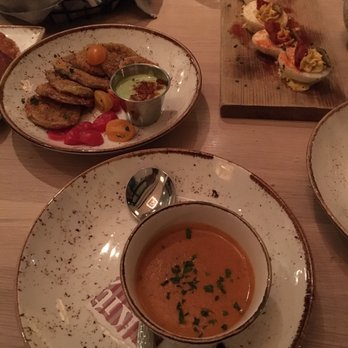 Kitchen Notes - Fried green tomatoes and a cup of tomato basil soup  yum yum yum! - Southern Near Me - Nashville, Tennessee