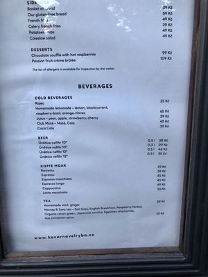 Menu photo 1 Kavárna Velryba Prague, PR
