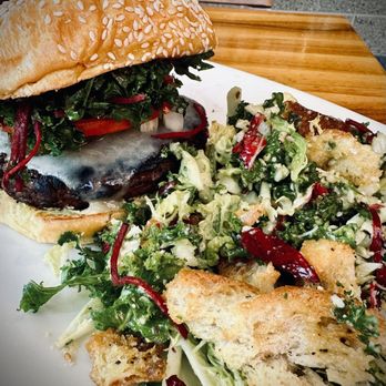 Northstar Cafe - Veggie burger with simple salad - New American Near Me - Westerville, Ohio