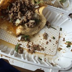El Rancho Plaza Market - Greasy tacos, it's a hit or miss sometimes they are good other days... well not so much