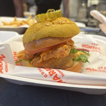 Marathon Hong Kong Diner - Pineapple bun fish cutlet sandwich - Chinese Near Me - Queens, New York Marathon Hong Kong Diner - Pineapple bun fish cutlet sandwich - Chinese Near Me - Queens, New York