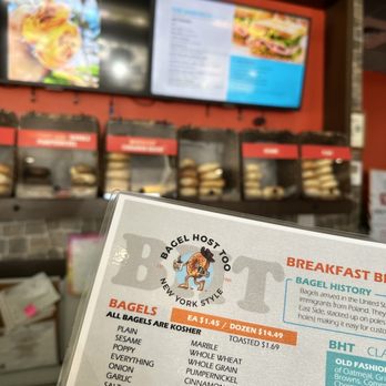 Bagel Host Too - Interior and a little of the menu and logo - Bagels Near Me - Sunrise, Florida Bagel Host Too - Interior and a little of the menu and logo - Bagels Near Me - Sunrise, Florida