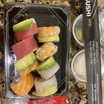 Addison Sushi 469 - Rainbow roll.  Everything was packaged really nicely! - Sushi Bars Near Me - Addison, Texas