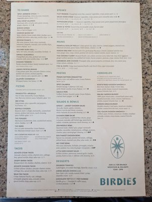 Menu photo 7 Birdies Burnaby, BC Menu photo 7 Birdies Burnaby, BC