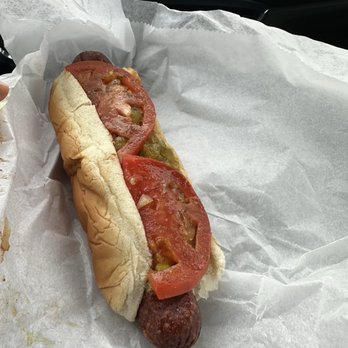 Bills Drive-In - Deep fried Polish that I didn't order in a plain and stale bun with wilted toppings - Hot Dogs Near Me - Evanston, Illinois