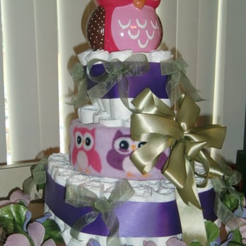 Kelly's Kreations - Owl diaper cake 3 tier 60 diapers - Florists Near Me - Alachua, Florida