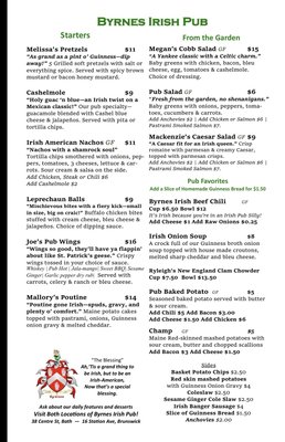 Menu photo 2 Byrnes Irish Pub Brunswick, ME Menu photo 2 Byrnes Irish Pub Brunswick, ME