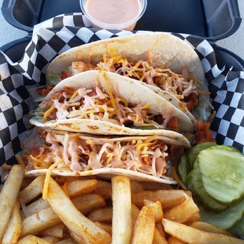 Spicyboyz Chicken - Spicy Boys chicken tacos with extra pickles and fries. - Chicken Shop Near Me - Los Angeles, California