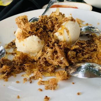 DishDash - Baklava crumble with vanilla bean ice cream and honey drizzle - Middle Eastern Near Me - Sunnyvale, California DishDash - Baklava crumble with vanilla bean ice cream and honey drizzle - Middle Eastern Near Me - Sunnyvale, California