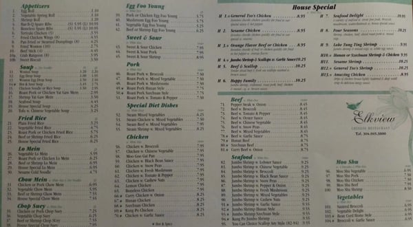 Menu photo 1 Elkview Chinese Restaurant Elkview, WV Menu photo 1 Elkview Chinese Restaurant Elkview, WV