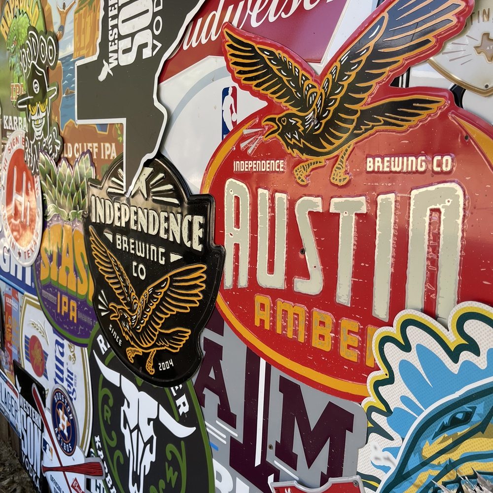 Lake Travis Biergarten - Really cool wall behind the stage. - Beer Gardens Near Me - Austin, Texas