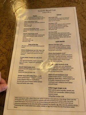 Menu photo 1 Grateful Bread Cafe Bigfork, MT Menu photo 1 Grateful Bread Cafe Bigfork, MT