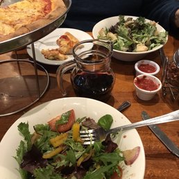 Garden and Caesar salads. And 3 cheese 12 inch pizza. Garden and Caesar salads. And 3 cheese 12 inch pizza.
