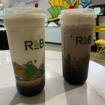 R&B Tea - brown sugar on the left taro brown sugar on right - Coffee & Tea Near Me - Murrieta, California