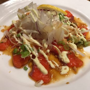 Guu with Garlic - Sock eye salmon carpaccio and with fried onions - Japanese Near Me - Vancouver, British Columbia Guu with Garlic - Sock eye salmon carpaccio and with fried onions - Japanese Near Me - Vancouver, British Columbia