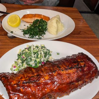 Nick's Manhattan Beach - baby back pork ribs and pan seared scottish salmon - American Near Me - Manhattan Beach, California Nick's Manhattan Beach - baby back pork ribs and pan seared scottish salmon - American Near Me - Manhattan Beach, California