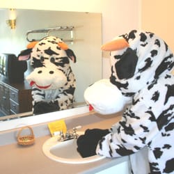 Like her mother taught her, Milly makes sure to wash her hooves after every bathroom visit.