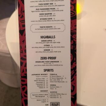 Sushi by Bou - Hoboken NJ @ W Hotel - Cocktail menu, front - Sushi Bars Near Me - Hoboken, New Jersey