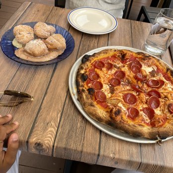 Source Restaurant - New York style pizza with the pizza dough donuts for a side. - Pizza Near Me - Cambridge, Massachusetts Source Restaurant - New York style pizza with the pizza dough donuts for a side. - Pizza Near Me - Cambridge, Massachusetts