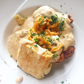 Scratch Kitchen & Cocktails - Fried chicken biscuit! With gravy. So good. - New American Near Me - Norman, Oklahoma
