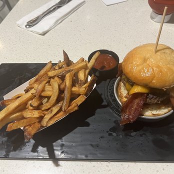Stone Arch - Sticky Whiskey Burger, Side of Fries - American Near Me - St Paul, Minnesota Stone Arch - Sticky Whiskey Burger, Side of Fries - American Near Me - St Paul, Minnesota