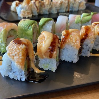 Edo Japan - Salmon lover and rainbow roll - Sushi Bars Near Me - Pearland, Texas Edo Japan - Salmon lover and rainbow roll - Sushi Bars Near Me - Pearland, Texas