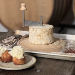 Antica Terra - La Morotte en Girolle, Membrillo, and beignet with aleppo pepper