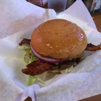 Maple and Motor - Best burger of the year for me! Very large, savory burger. Beautiful butter bun. Thick bacon. - Burgers Near Me - Dallas, Texas Maple and Motor - Best burger of the year for me! Very large, savory burger. Beautiful butter bun. Thick bacon. - Burgers Near Me - Dallas, Texas