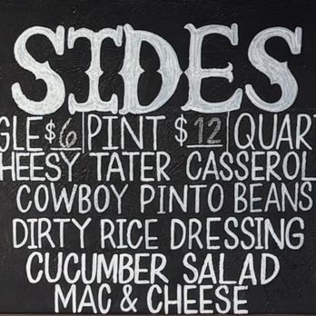 Bar A BBQ - Side menu - Barbeque Near Me - Montgomery, Texas