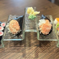 Haya Sushi - Tuna maki, 2 spicy tuna hand rolls (best we've ever had) and an orange dragon roll
