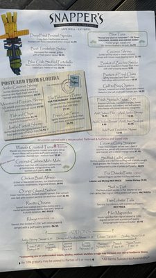 Menu photo 1 Snapper's Sea Grill St. Pete Beach, FL Menu photo 1 Snapper's Sea Grill St. Pete Beach, FL