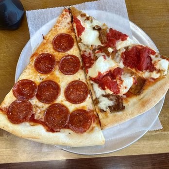Forest Ave Pizza - Pepperoni and Eggplant slices - Both were good! - Pizza Near Me - Glen Cove, New York
