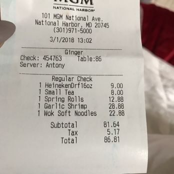 Ginger - OVERPRICED for the portions received!!! - Chinese Near Me - National Harbor, Maryland