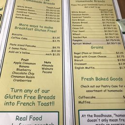 the menu and prices