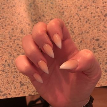 Quartz Nails Salon - Natural to white ombré pointy nails - Nail Salons Near Me - Hamden, Connecticut Quartz Nails Salon - Natural to white ombré pointy nails - Nail Salons Near Me - Hamden, Connecticut