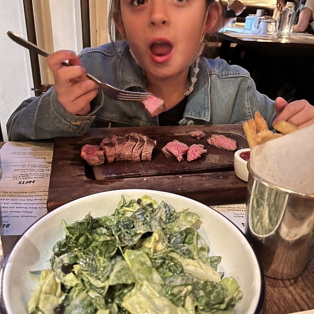 Flat Iron - Delicious herb salad and their steak (medium) - Steakhouses Near Me - Covent Garden, XGL Flat Iron - Delicious herb salad and their steak (medium) - Steakhouses Near Me - Covent Garden, XGL