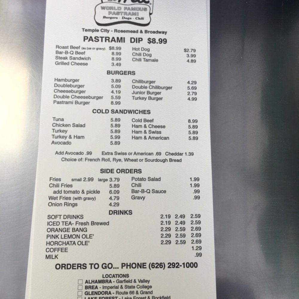 The Hat - Menu - American Near Me - Temple City, California The Hat - Menu - American Near Me - Temple City, California