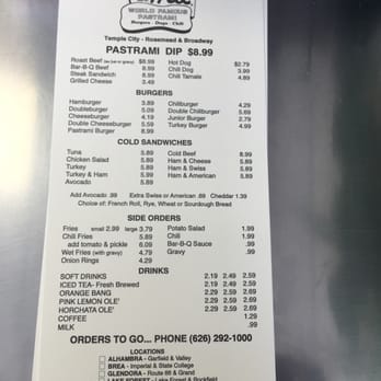 The Hat - Menu - American Near Me - Temple City, California